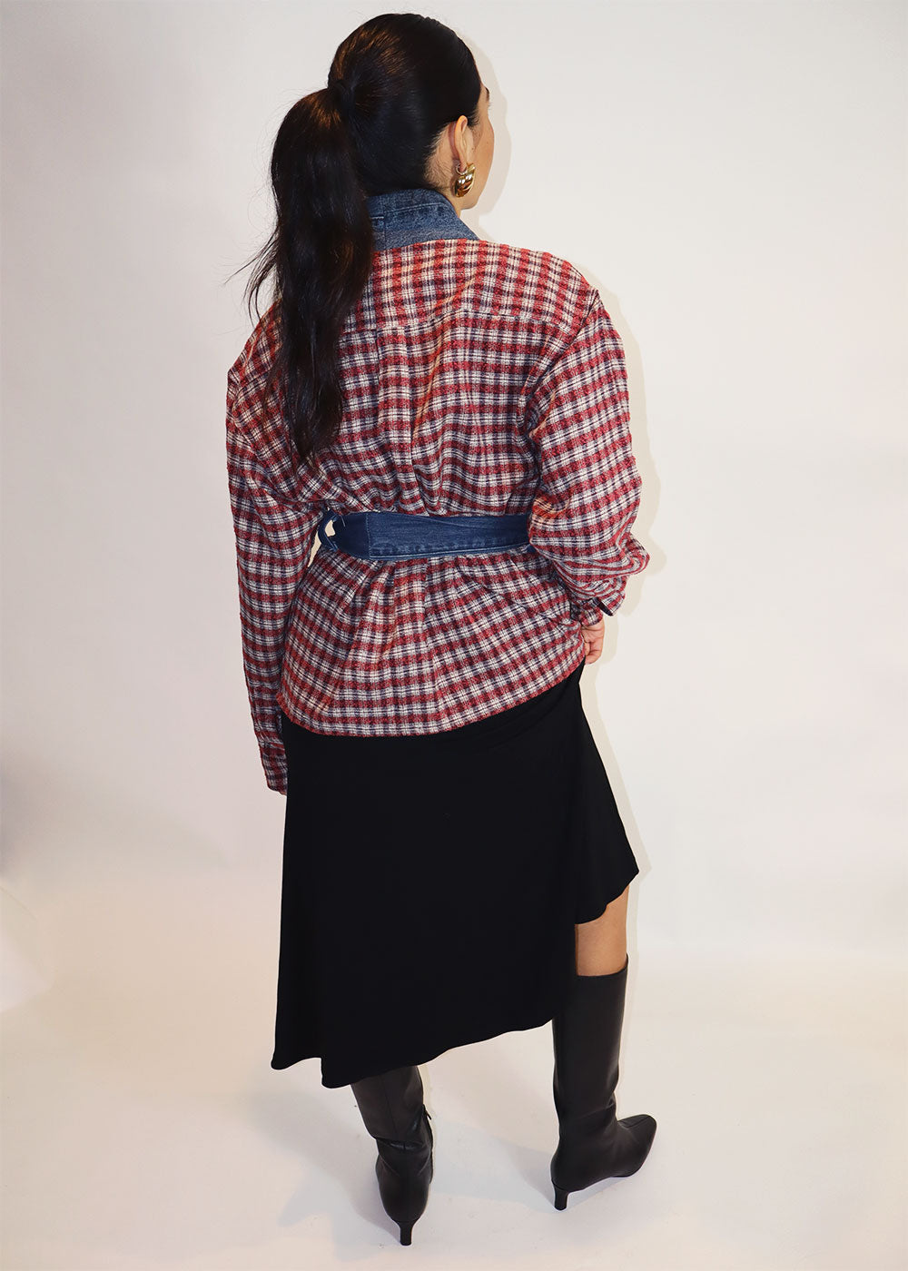 Reworked Plaid Denim Shirt