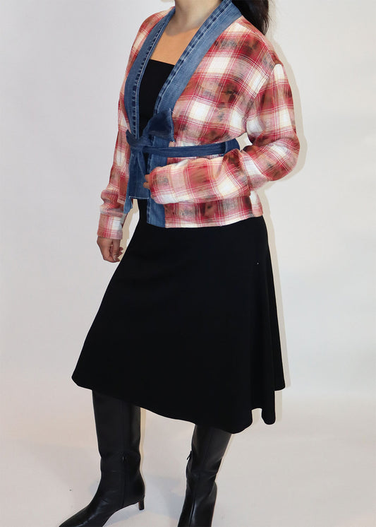 Reworked Plaid Denim Shirt