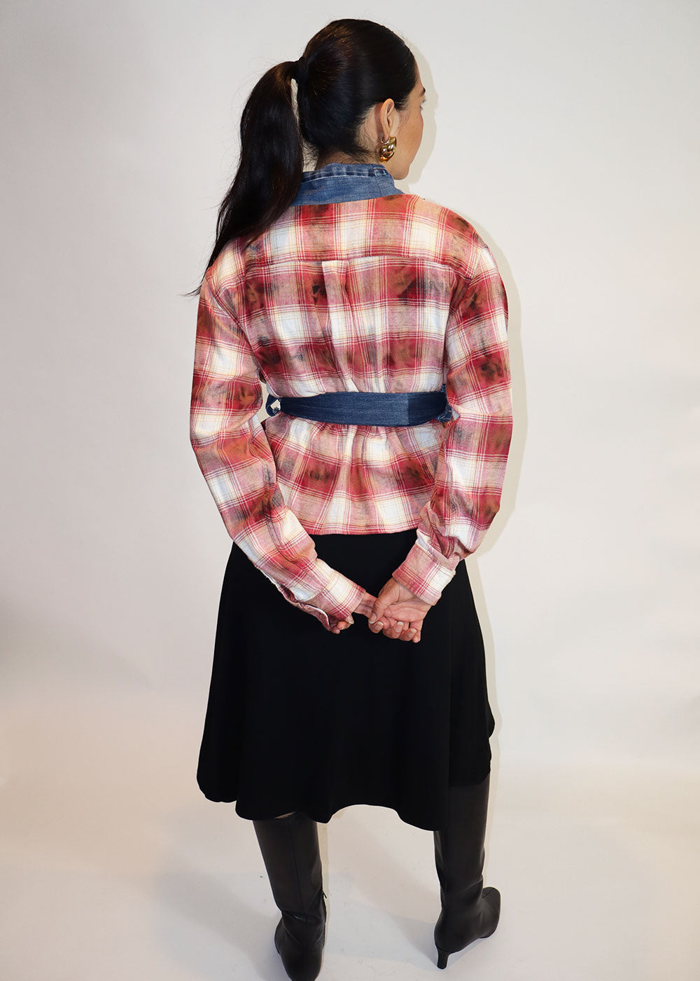 Reworked Plaid Denim Shirt