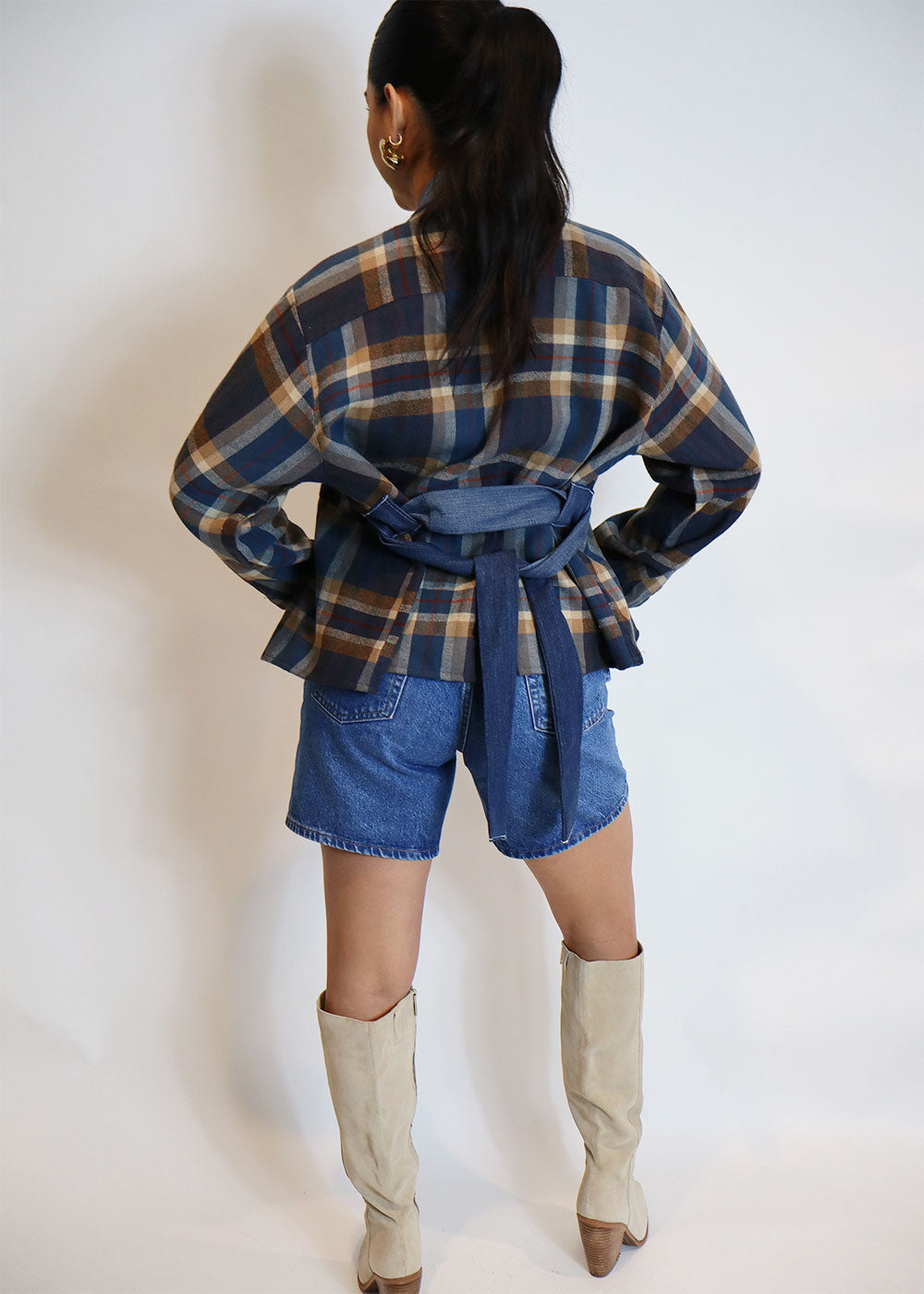 Reworked Plaid Denim Shirt