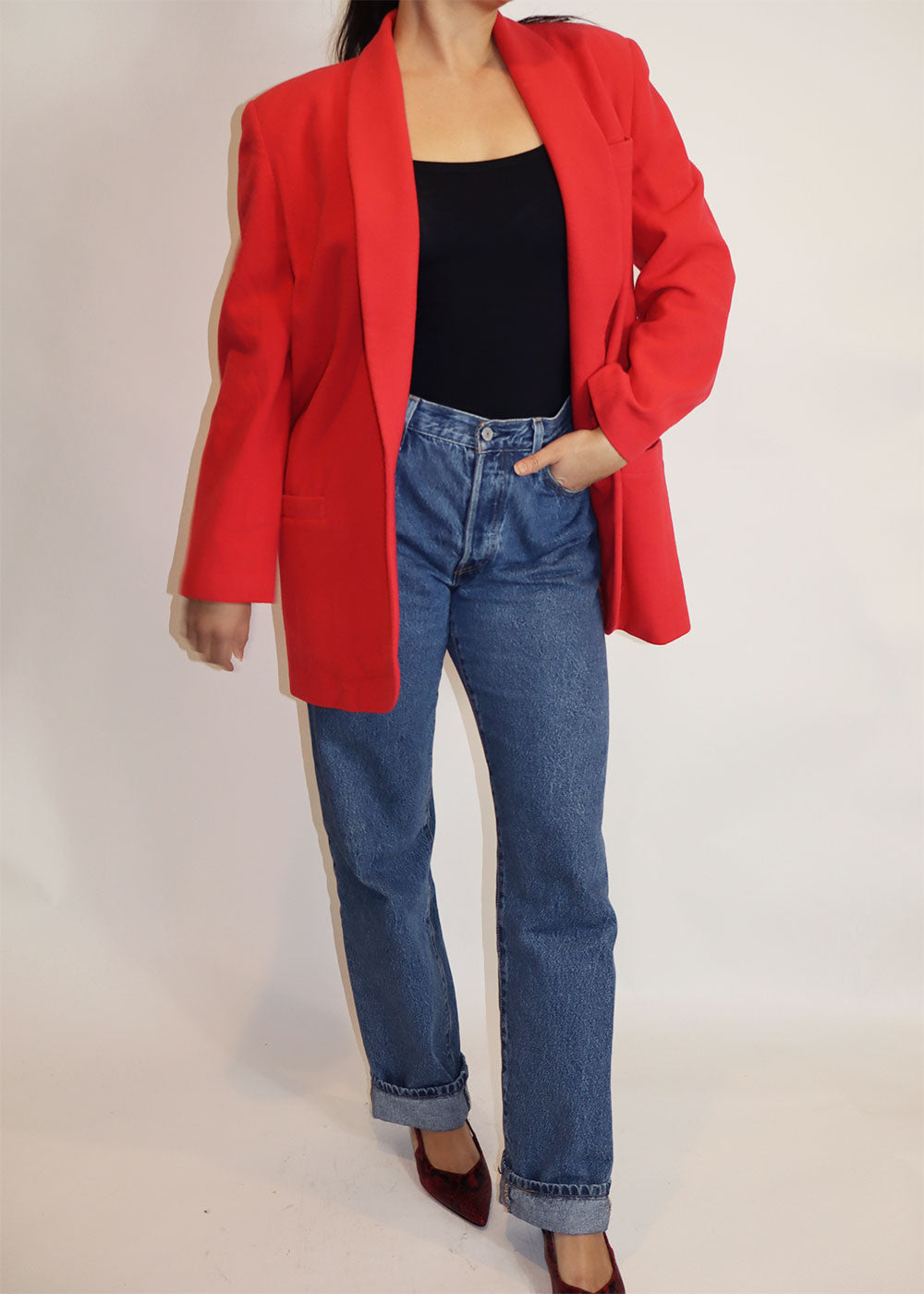 Pre-loved oversized collarless blazer