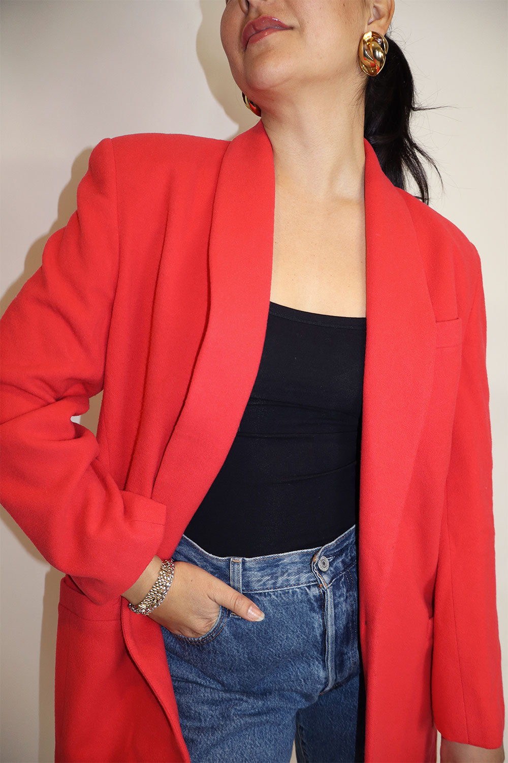 Pre-loved oversized collarless blazer