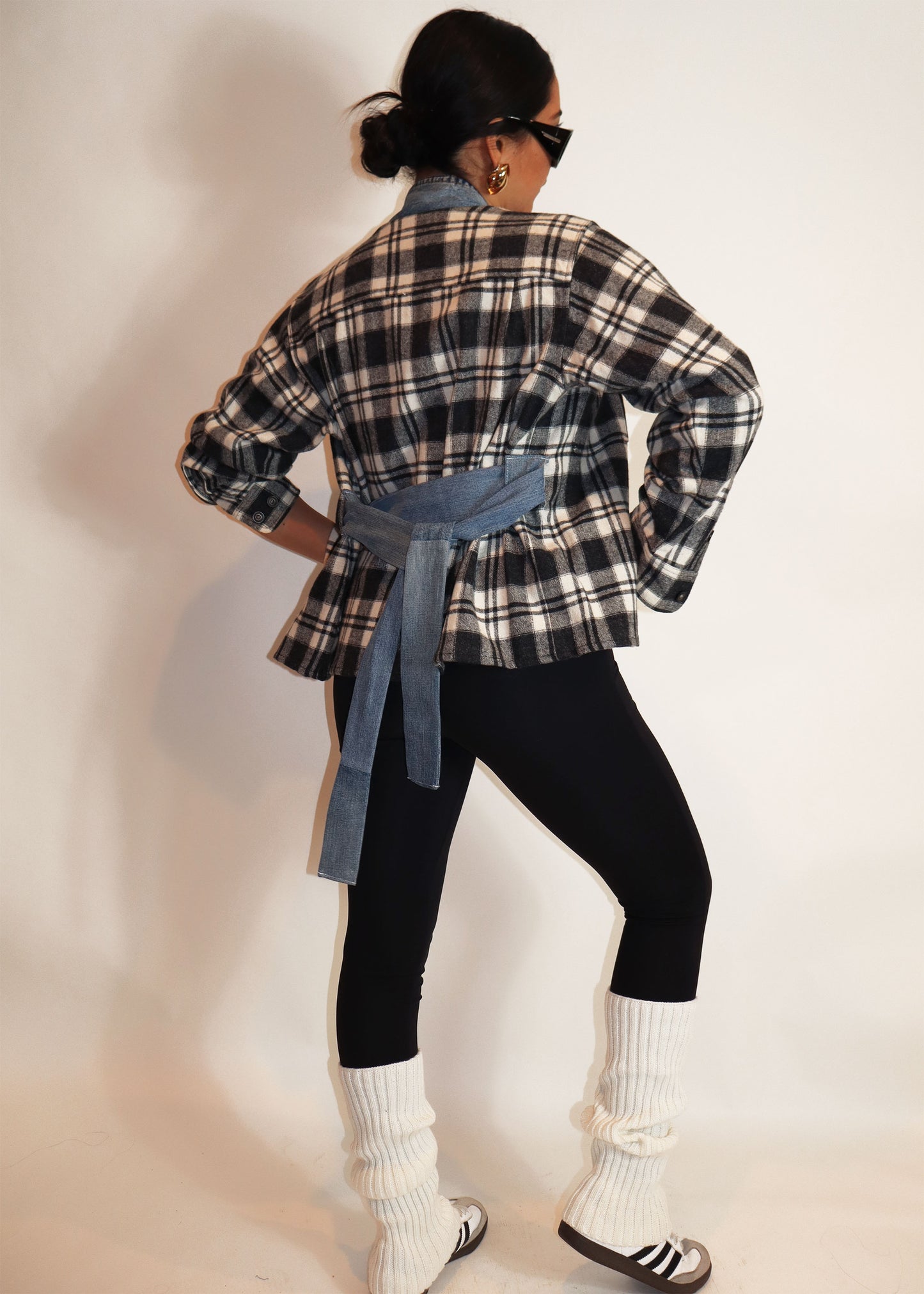 Reworked Plaid Denim Shirt