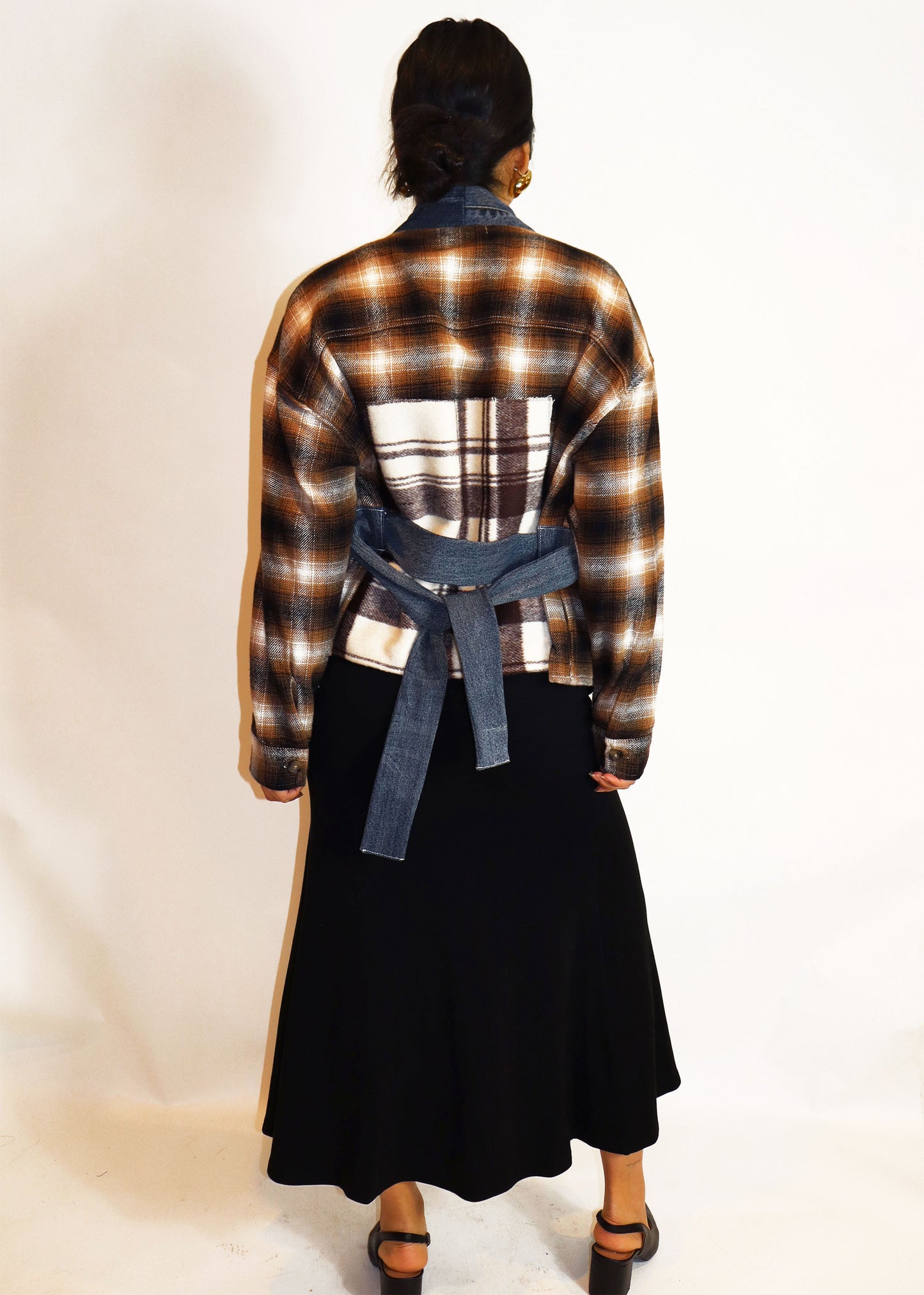 Reworked Plaid Denim Shirt