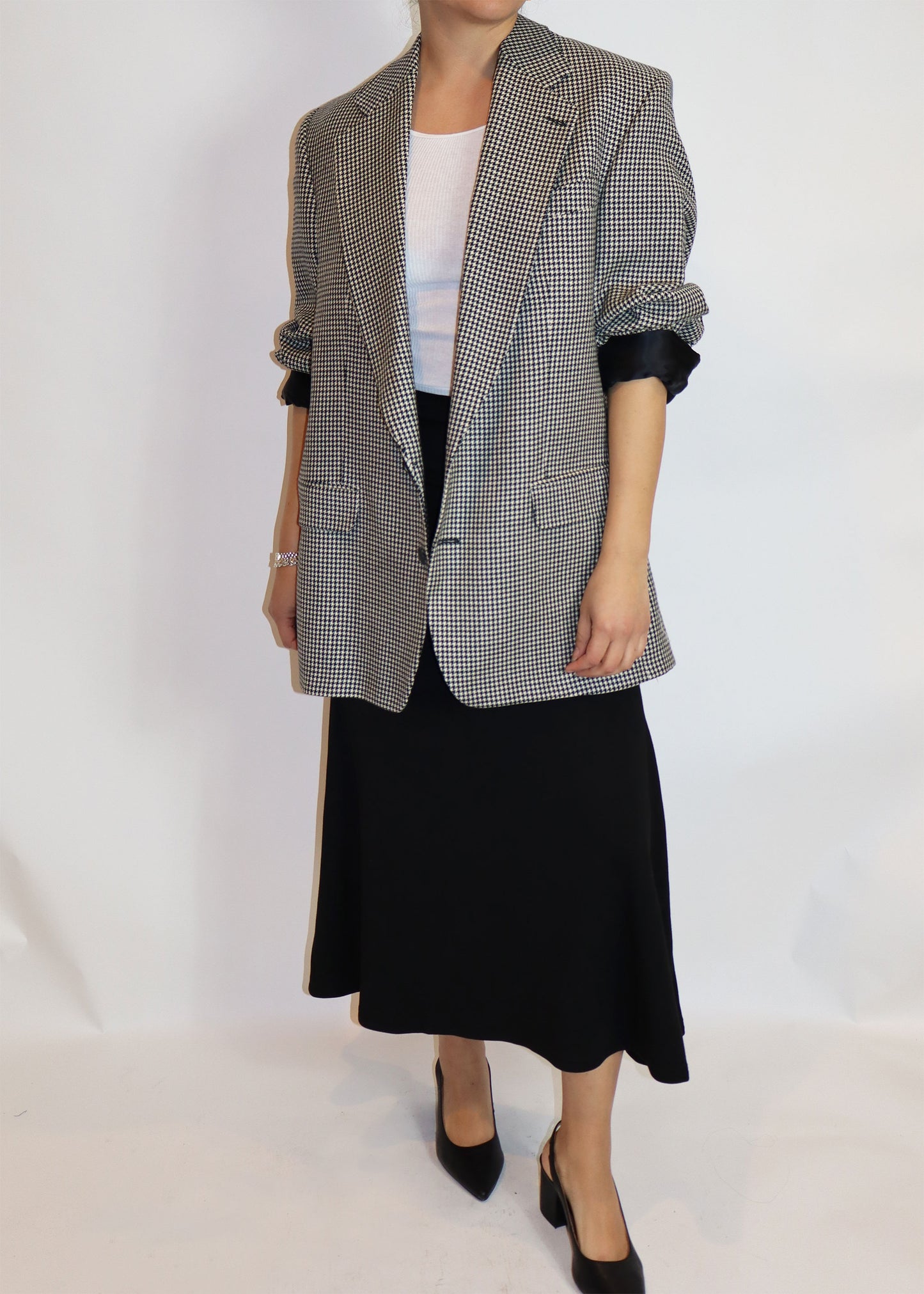 Reworked oversized houndsooth blazer